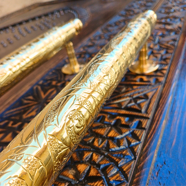 Handcrafted Moroccan Brass Door Handle Fluted Design for Elegant Home door Decor.